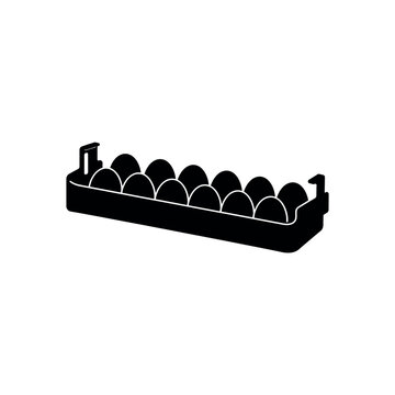 Black silhouette of a refrigerator door egg tray holder for ten eggs