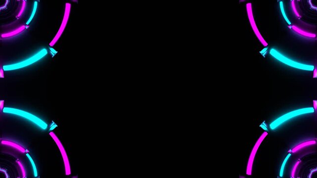 Cyan and Pink Neon Stage Light Rings Kaleidoscope Background VJ Loop in 4K