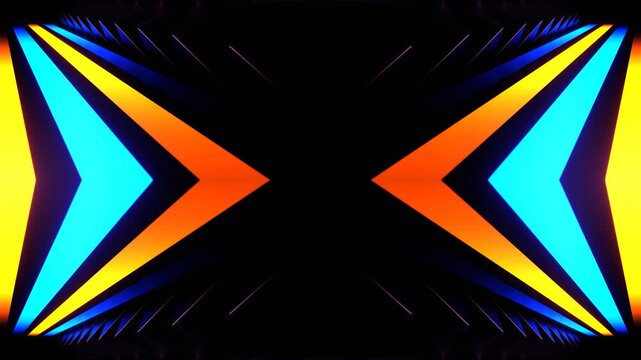 Orange and Blue Neon Line Spike Kaleidoscope Background VJ Loop in 4K