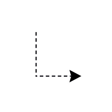 Black dashed corner angle icon with an arrow pointing to the right