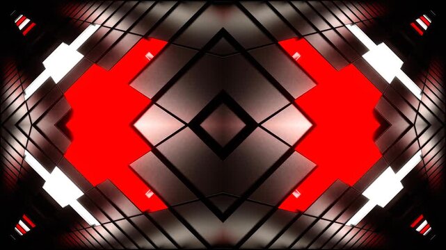 Red and White Neon Plus Kaleidoscope Background VJ Loop in 4K