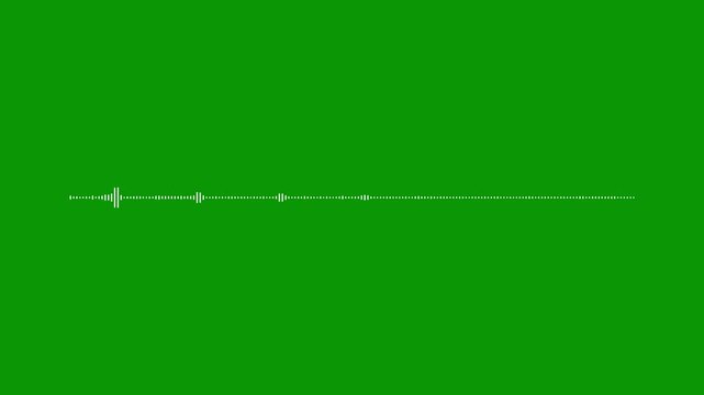 Audio waveform visualizer animation, dynamic sound wave spectrum, digital music frequency equalizer, podcast voice signal meter, streaming audio visualization, green screen overlay, seamless loop