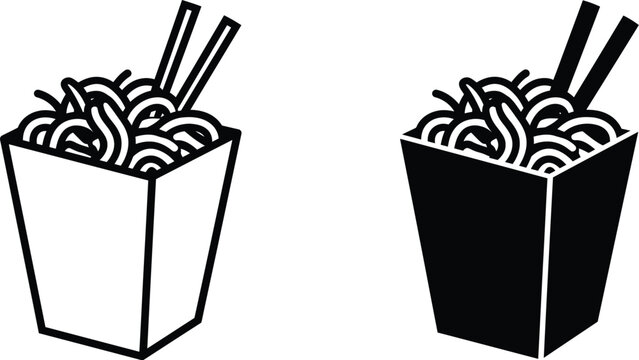 Noodles vector icon food takeout box illustration