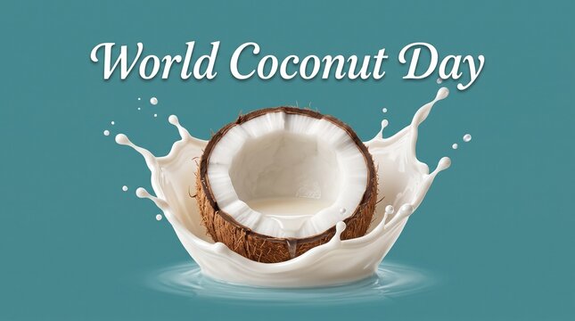 Coconut water splash on green background