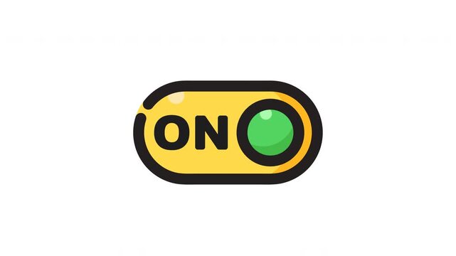 Yellow rounded rectangular toggle switch icon and green circular activation button element graphic suitable for web and app design projects. Ideal for user interfaces.