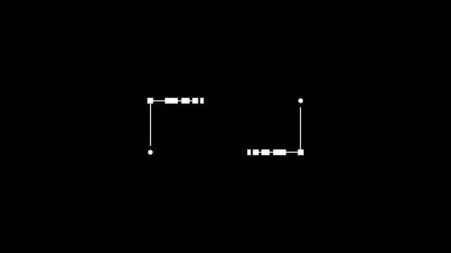 Minimal white hud corner callout frame target brackets on black background 4k