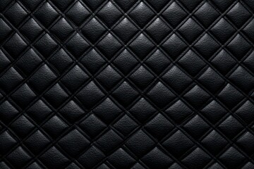 Fototapeta premium Black quilted leather texture with diamond pattern in a sharp macro studio shot for luxury automotive and fashion upholstery branding