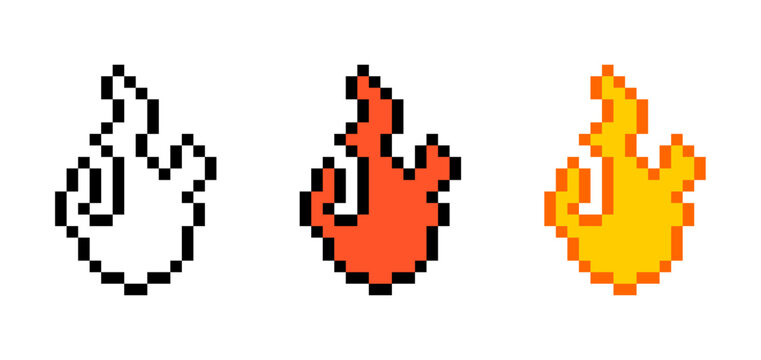 Fire Flame S8 Bit Retro Pixel Style Effect Graphic Effect Vector Illustration