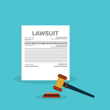 Court Lawsuit Document with Judge Gavel Legal Process