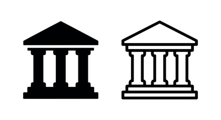 Obraz premium Government building icon, filled and outline, isolated on white background