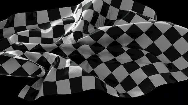 High quality 3D animation of a motorsports victory banner flowing