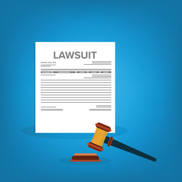 Justice System Concept with Court Gavel and Lawsuit Paper