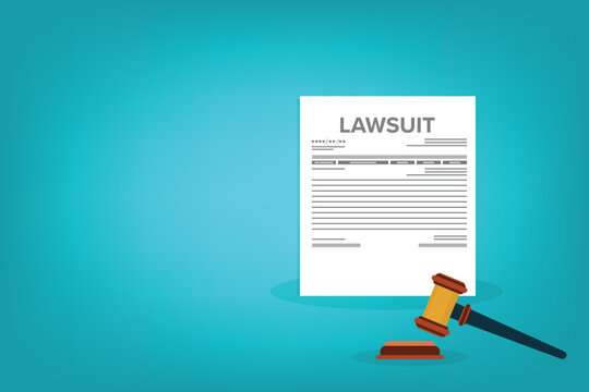 Judicial Process and Lawsuit Documentation Flat Illustration