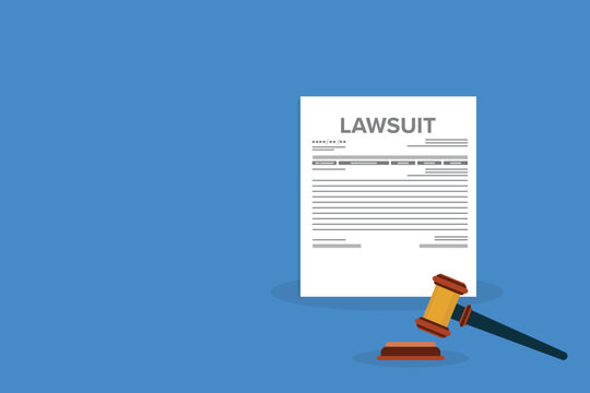 Legal Contract Dispute with Court Hammer Vector Graphic