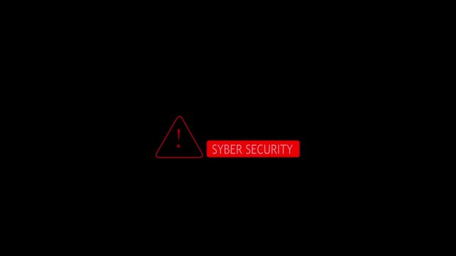Red digital warning animation with security alert message on a black background, showing a cyber protection and technology risk concept.