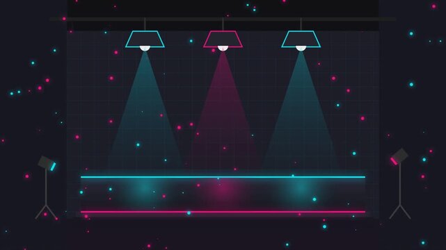 Abstract Cyberpunk Neon Industrial Studio Seamless Loop with