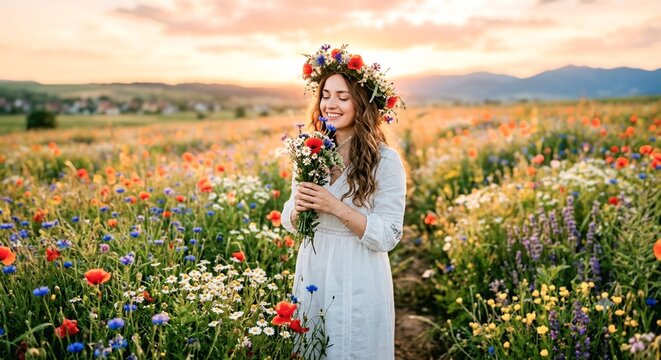 young woman in poppy field