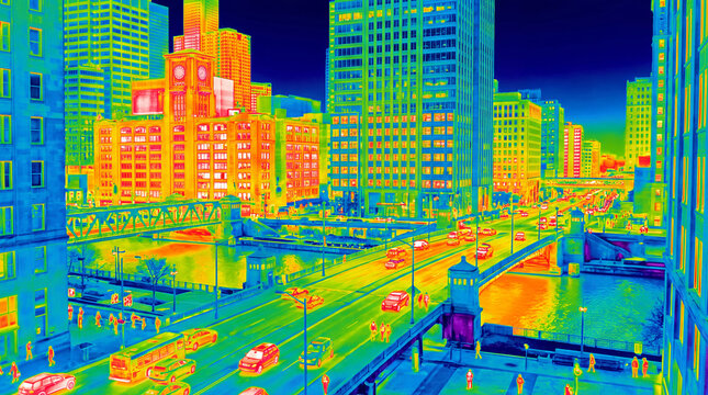 Thermal urban cityscape view