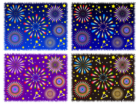 打ち上げ花火のイラスト素材セット2