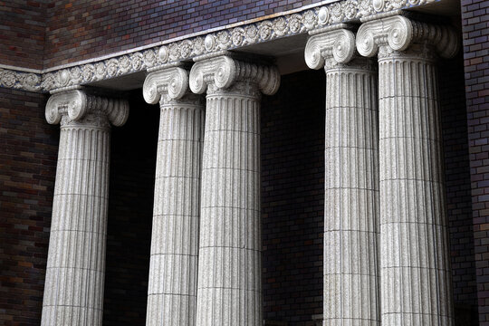 Modern Building Courthouse or Library or Museum with Columns in Architecture Texture Building