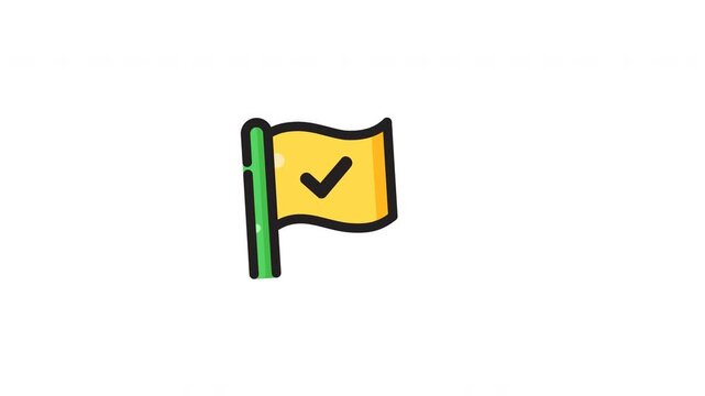 Suitable for website buttons, presentations, and infographics. Yahoo flag design with a green pole and black checkmark symbol.