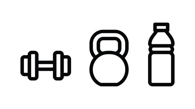 Dumbbell icon vector gym fitness equipment set