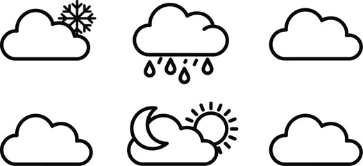 Obraz premium Cloud vector weather symbols collection of conditions