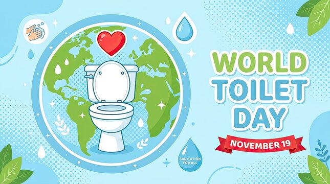 World Toilet Day awareness graphic. Global sanitation and hygiene campaign illustration.