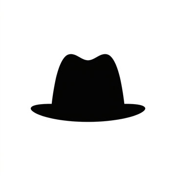 Black fedora hat silhouette vector icon isolated on white. Classic stylish headwear symbol for fashion branding and design projects