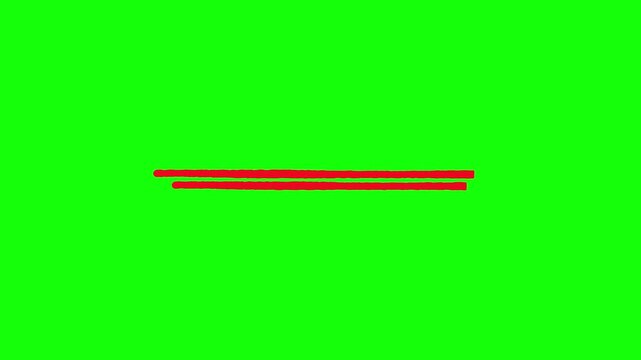 Red Marker Double Line Underline Animation Green Screen 4K.