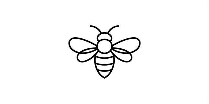 Simple black outline bee icon illustration for honey and nature branding