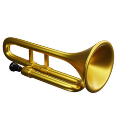 Obraz premium Brass Trombone Musical Instrument 3D Illustrations