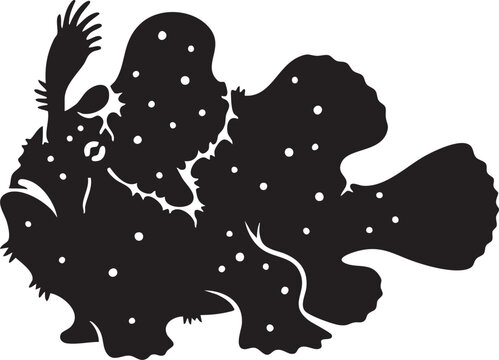 Black silhouette of a frogfish with textured spots frogfish creature