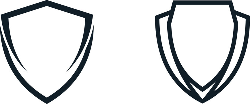 Minimalist black and white line art icons featuring a protective sheild design for security and safety concepts
