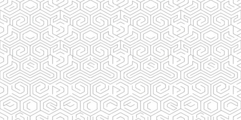 Obraz premium Seamless geometric hexagonal pattern background in white and grey with background hexagonal geometric seamless abstract wallpaper minimalist structure
