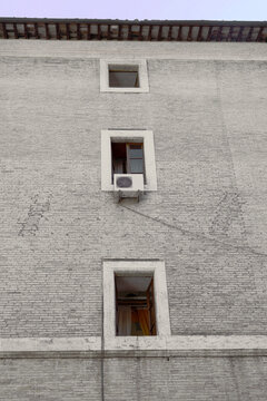 half tone vintage print of street in rome window on the wall