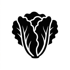 Fototapeta premium Fresh green lettuce leaf icon isolated on white background. Minimalist vegetable silhouette for healthy eating and organic food design.