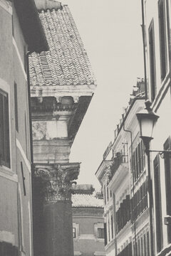 half tone vintage print of street in rome