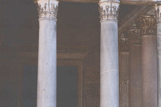 pantheon rome italy halfo tone vintage print