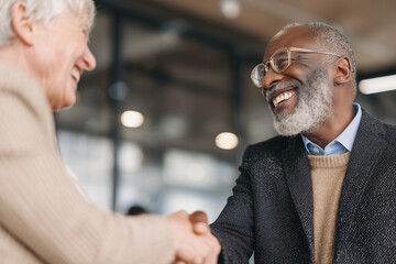 Fototapeta premium Cheerful Senior African American Businessman Shaking Hands