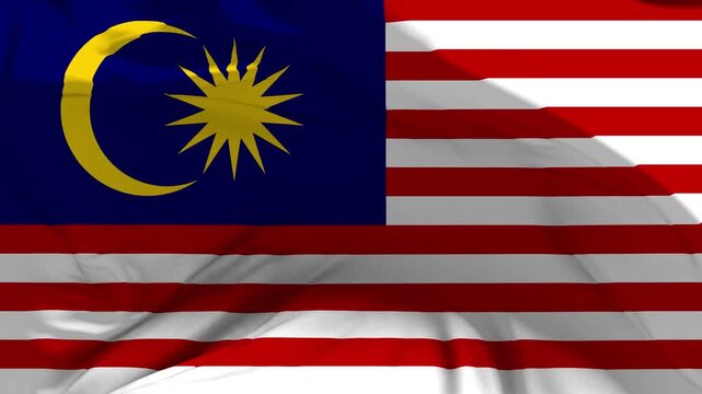 Malaysia Flag Waving in Slow Motion Loop Animation