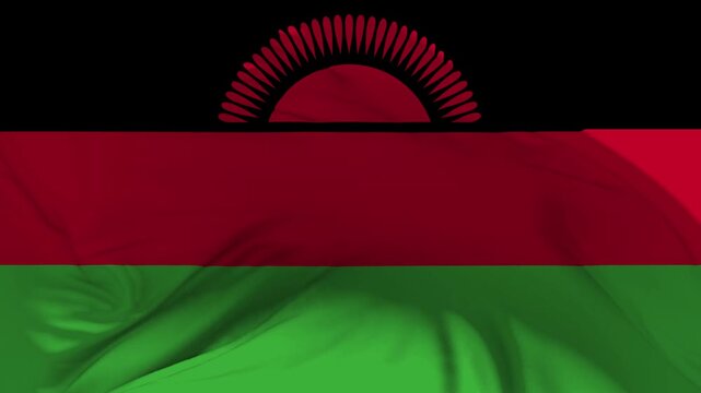 Malawi Flag Waving in Slow Motion Loop Animation