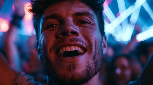 Portrait of a man dancing at a party.