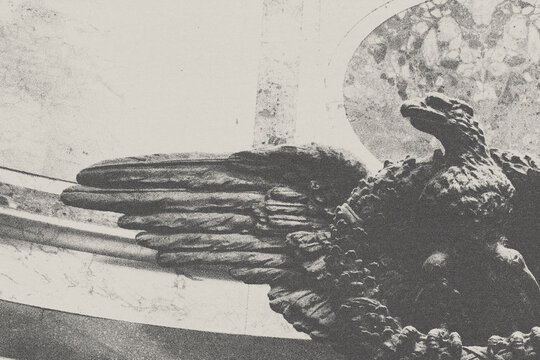 halfo tone vintage print of the statue of italy eagle