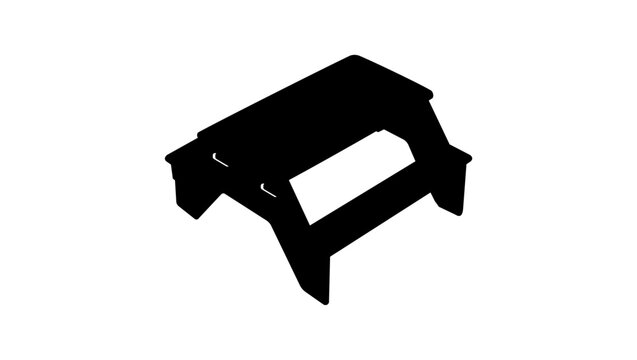 Table With Benches, black isolated vector silhouette