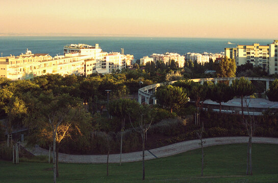 Lisbon Coastline At Sunset