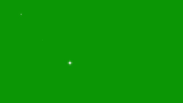 Animated green background with white stars and black horizontal bar for text