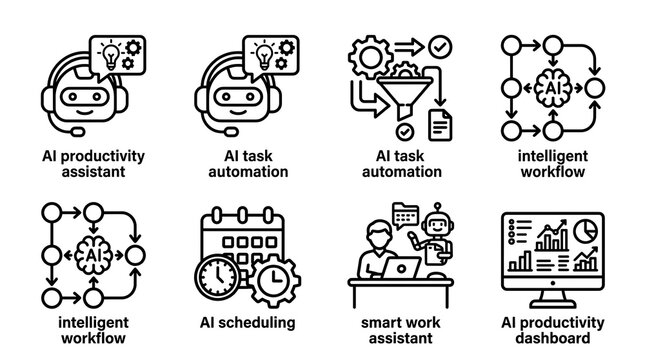 AI Productivity and Automation Business Icon Set