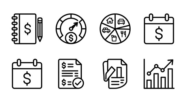 Financial Planning and Budgeting Vector Icon Set