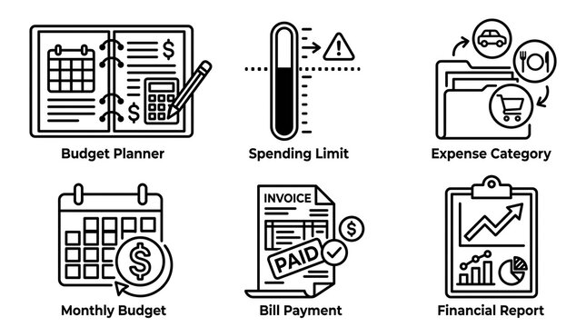 Financial Management and Personal Budgeting Icon Set